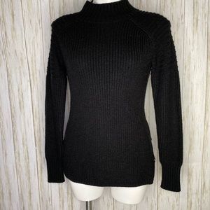 🍋 Venus distressed black mock neck knit sweater